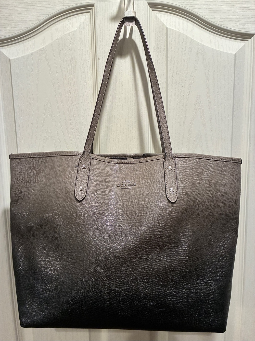 Coach Ombre Taupe to Black Leather Tote
